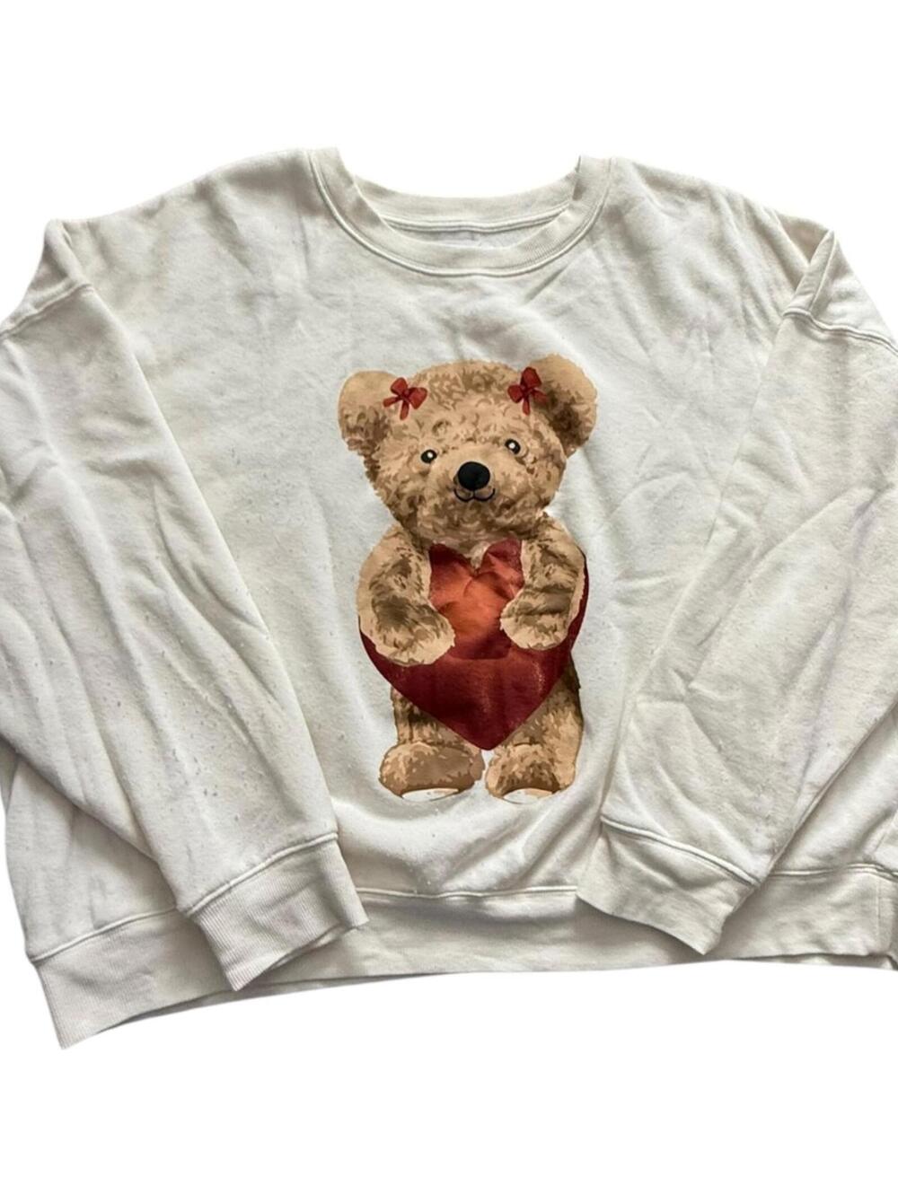 Grayson Threads Teddy Bear Valentine’s Sweatshirt White XXL